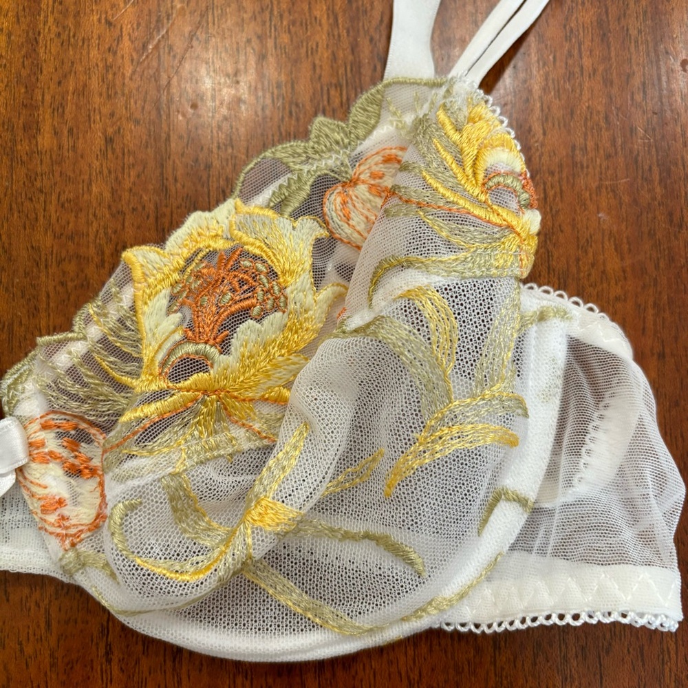 Antinea by Lise Charmel French Lingerie 32C Bra  White Yellow Orange - Picture 2 of 8